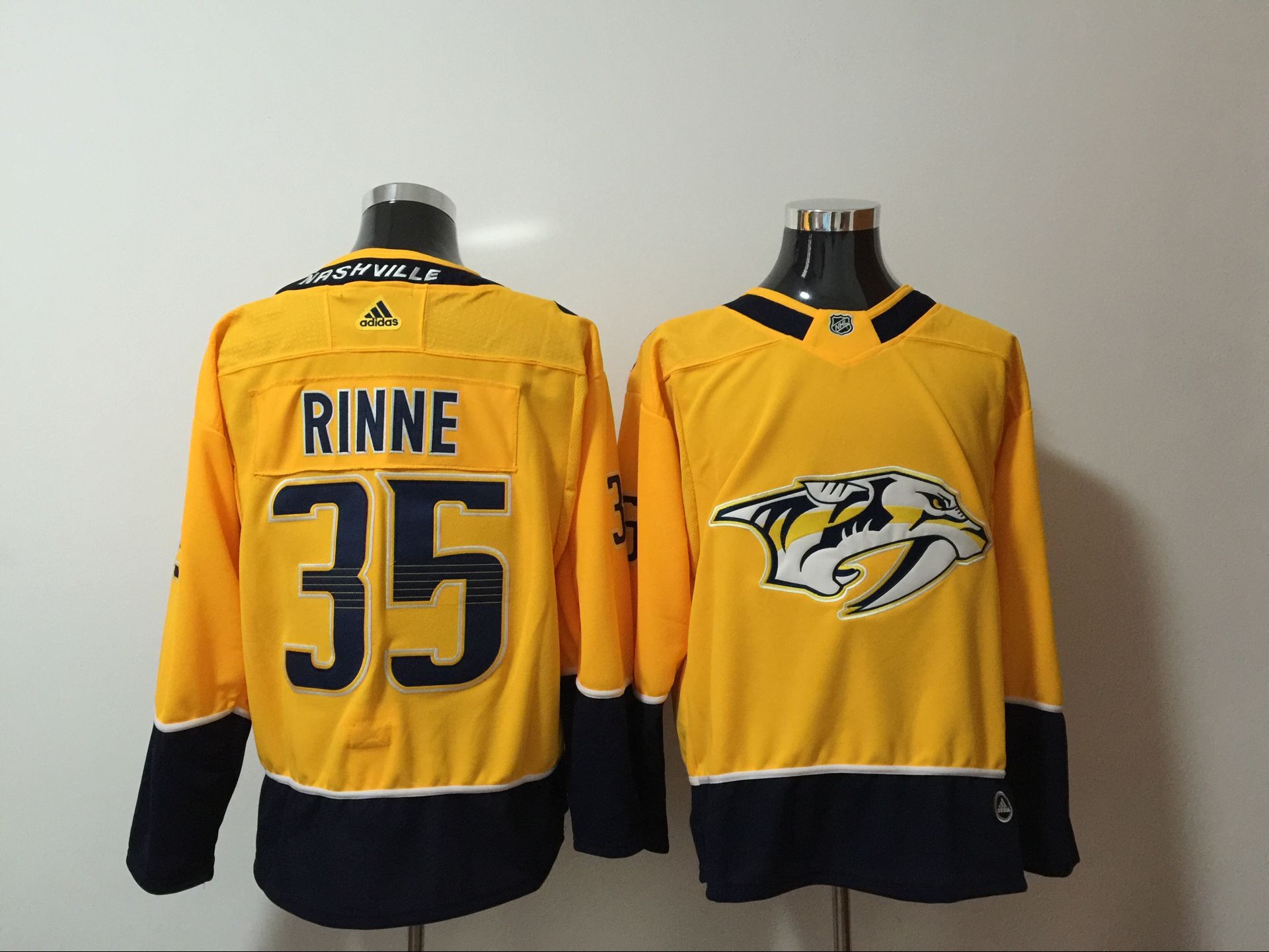 Men Nashville Predators 35 Rinne Yellow Hockey Stitched Adidas NHL Jerseys